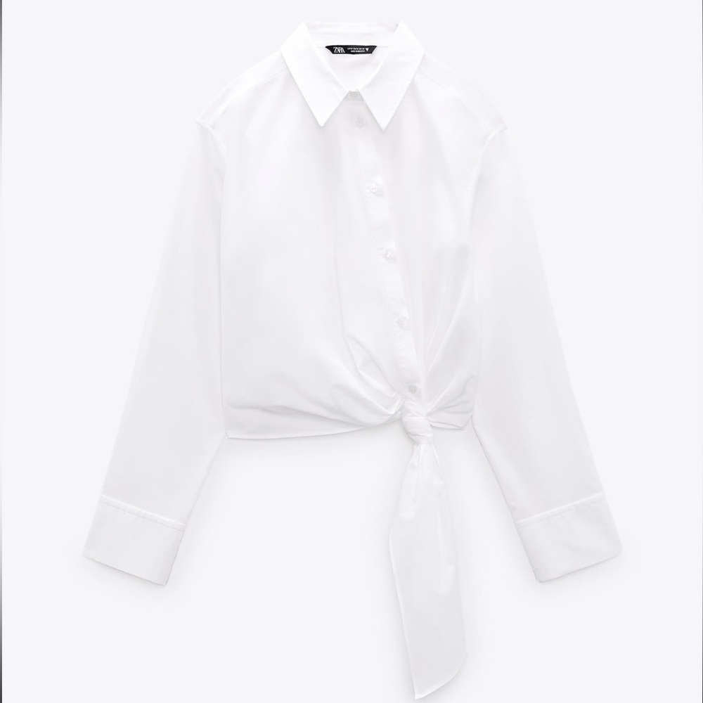 Zara side knot shirt Asymmetric closure with buttons